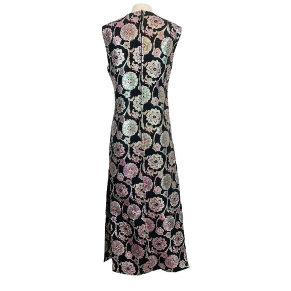 Vintage Alice of California Sleeveless Metallic Floral Paisley Print Maxi Dress - Picture 4 of 13